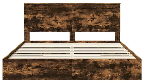 Krevet s od storage s uzglavljem Dimljeni hrast 180 x 200 cm - Smeđa / 180 x 200 cm