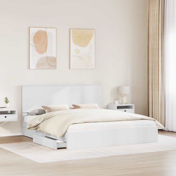 Krevet s od storage Bijelo 180 x 200 cm Konstruirano drvo - Bijela / 180 x 200 cm