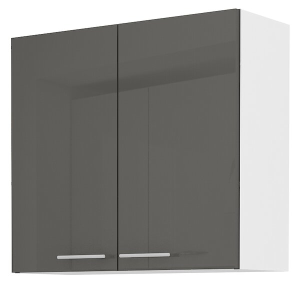 Zondo.hr Gornji kuhinjski ormarić- Lavera 80 G 72 2F (bijela + sivi sjaj). 1032415