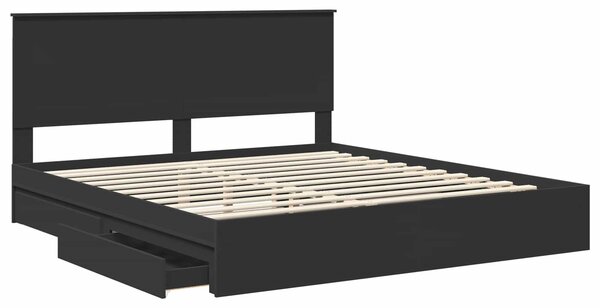 Krevet s od storage Crna 200 x 200 cm Konstruirano drvo - Crna / 200 x 200 cm