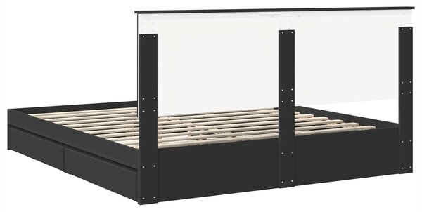 Krevet s od storage Crna 200 x 200 cm Konstruirano drvo - Crna / 200 x 200 cm