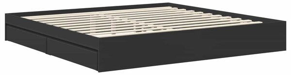 Krevet s od storage Crna 200 x 200 cm Konstruirano drvo - Crna / 200 x 200 cm