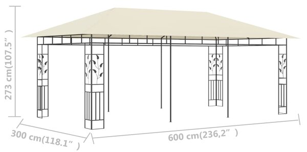 Sjenica s mrežom protiv komaraca 6 x 3 x 2,73 m krem - Krema / 6 x 3 x 2,73 m