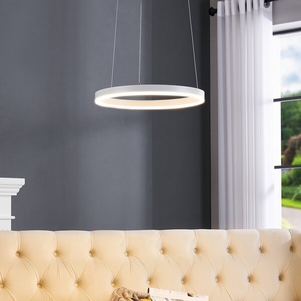 Arcchio Albiona LED viseća svjetiljka, bijela, 1 prsten, Ø 40 cm, prigušiva, Bijela, Kuhinja, Metal