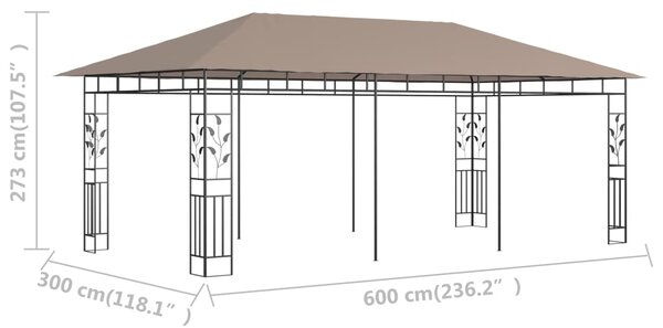 Sjenica s mrežom protiv komaraca 6x3x2,73 m smeđe-siva 180 g/m² - Tupe / 6 x 3 x 2.73 m