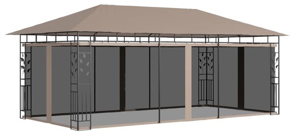 Sjenica s mrežom protiv komaraca 6x3x2,73 m smeđe-siva 180 g/m² - Tupe / 6 x 3 x 2.73 m