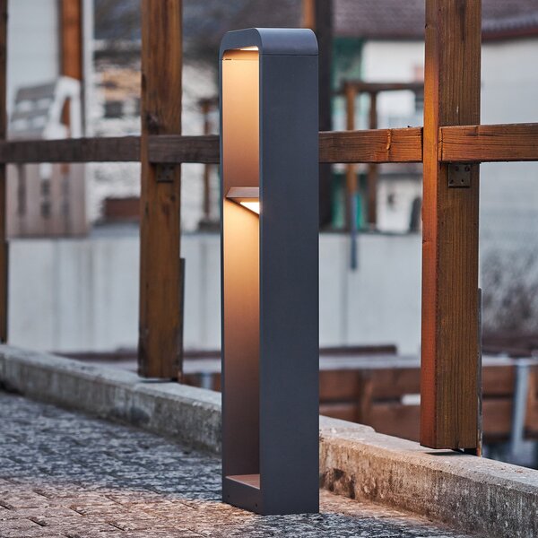 Lindby LED putna svjetiljka Darko, 80 cm, siva, metal, IP54, Sivo, Aluminij