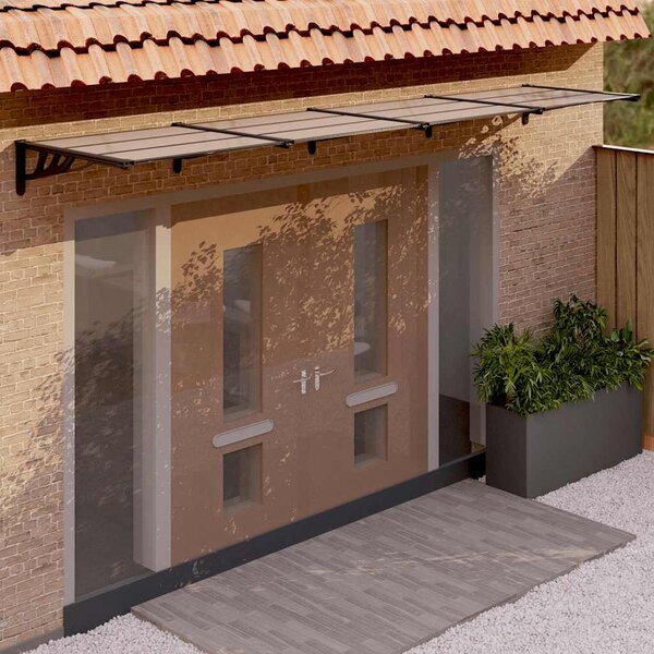 Nadstrešnica za vrata crna 396 x 90 cm od polikarbonata - Crna / 396 x 90 cm