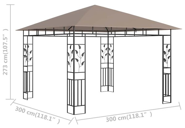 Sjenica s mrežom protiv komaraca 3x3x2,73 m smeđe-siva 180 g/m² - Tupe / 3 x 3 x 2.73 m