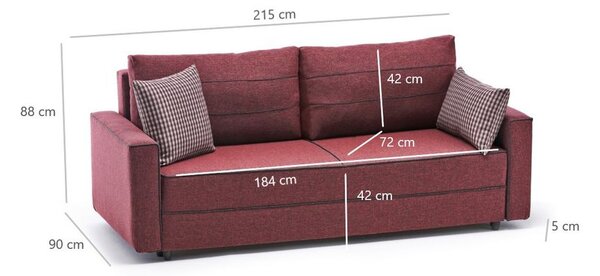 Atelier Del Sofa Trosjed na razvlačenje, Bordo crvena, Ece - Claret Red