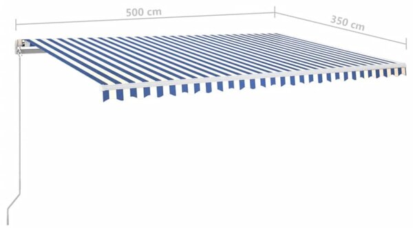 Tenda na ručno uvlačenje 500 x 350 cm plavo-bijela - Plava / 500 x 350 cm