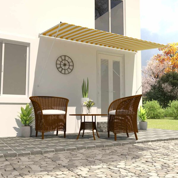 Tenda na uvlačenje 400 x 150 cm žuto-bijela - Žuta / 400 x 150 cm