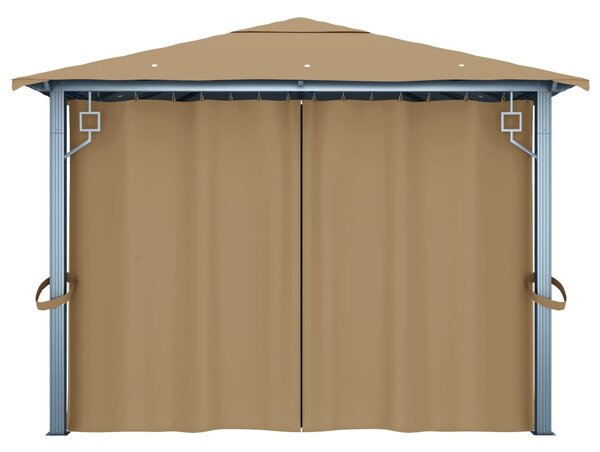 Sjenica sa zastorom 400 x 300 cm smeđe-siva aluminijska - Tupe / 400 x 300 cm