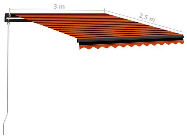 Tenda na ručno uvlačenje 300 x 250 cm narančasto-smeđa - Šarena / 300 x 250 cm