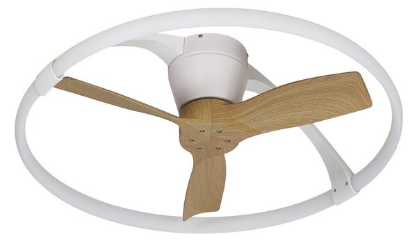 Mantra Iluminación Nepalski mini LED stropni ventilator, upravljanje putem aplikacije, bijela/bukva, prigušiva, Bijela, Dnevni boravak/blagovaonica, Metal