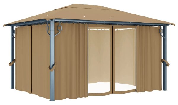 Sjenica sa zastorom 400 x 300 cm smeđe-siva aluminijska - Tupe / 400 x 300 cm