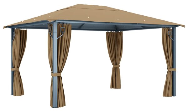 Sjenica sa zastorom 400 x 300 cm smeđe-siva aluminijska - Tupe / 400 x 300 cm