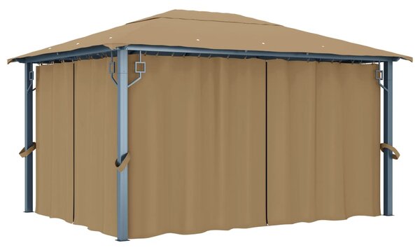 Sjenica sa zastorom 400 x 300 cm smeđe-siva aluminijska - Tupe / 400 x 300 cm