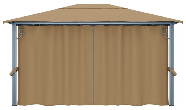 Sjenica sa zastorom 400 x 300 cm smeđe-siva aluminijska - Tupe / 400 x 300 cm