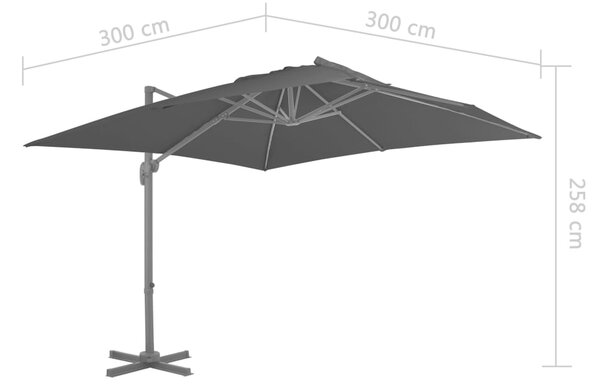 Konzolni vrtni suncobran i aluminijski stup 300x300 cm antracit - Antracitno siva / 300 x 300 cm