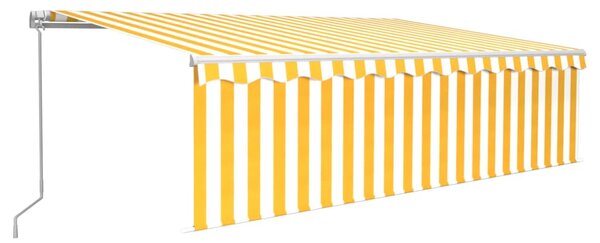 Tenda na ručno uvlačenje s roletom 5 x 3 m žuto-bijela - Žuta / 5 x 3 m