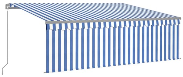 Tenda na ručno uvlačenje s roletom LED 4 x 3 m plavo-bijela - Plava / 4 x 3 m