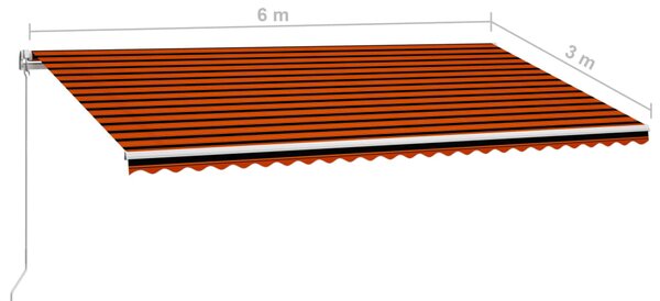 Tenda na ručno uvlačenje 600 x 300 cm narančasto-smeđa - Šarena / 600 x 300 cm