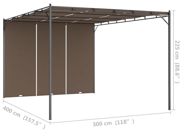 Vrtna sjenica s bočnim zastorom 4 x 3 x 2,25 m smeđe-siva - Tupe / 4 x 3 x 2.25 m