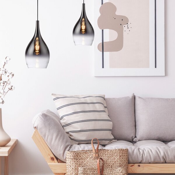 Paul Neuhaus Pilua viseća lampa, dimno siva, staklo, Ø 20 cm, E27, prigušiva, Sivo, Dnevni boravak/blagovaonica, Staklo