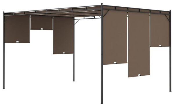 Vrtna sjenica s bočnim zastorom 4 x 3 x 2,25 m smeđe-siva - Tupe / 4 x 3 x 2.25 m