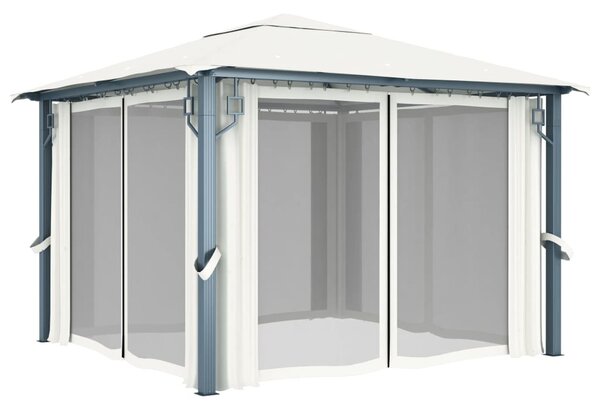 Sjenica sa zastorom 300 x 300 cm krem aluminijum - Krema / 300 x 300 cm