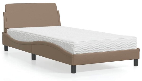 Krevet s madracem Dover boja cappuccina 100 x 200 cm od umjetne kože - Smeđa / 100 x 200 cm