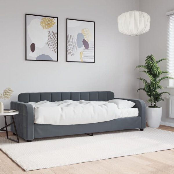 Dnevni krevet s madracem tamnosivi 80 x 200 cm baršunasti - Siva / 80 x 200 cm