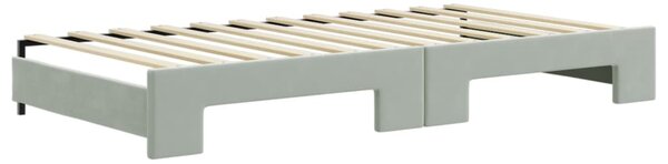 Dnevni krevet na razvlačenje svjetlosivi 100x200 cm baršunasti - Siva / 100 x 200 cm
