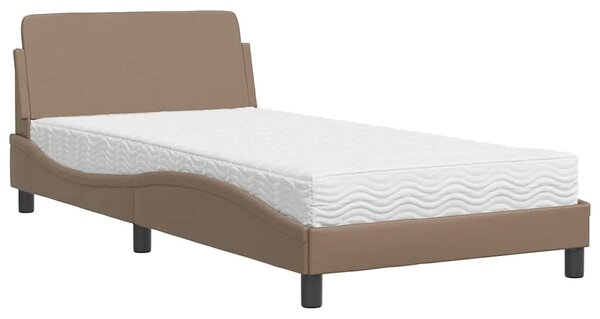 Krevet s madracem Dover boja cappuccina 100 x 200 cm od umjetne kože - Smeđa / 100 x 200 cm