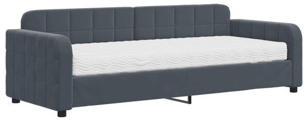 Dnevni krevet s madracem tamnosivi 80 x 200 cm baršunasti - Siva / 80 x 200 cm