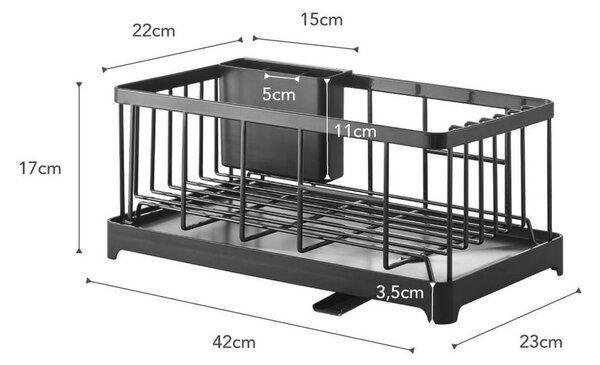 Crni stalak za cijeđenje posuđa YAMAZAKI Tower Wire