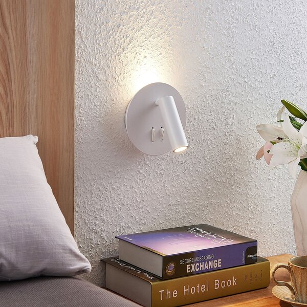 Lucande LED zidna svjetiljka Magya, bijela 2 žarulje. oko, Bijela, Dnevni boravak/blagovaonica, Aluminij, Zidna utičnica iznad/dolje