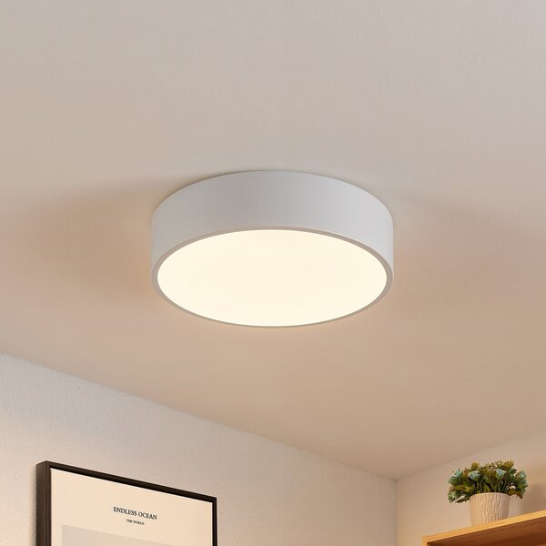 Lindby LED stropna svjetiljka Simera, Ø 30cm, bijela, metal, prigušiva, Bijela, Dnevni boravak/blagovaonica, Plastika