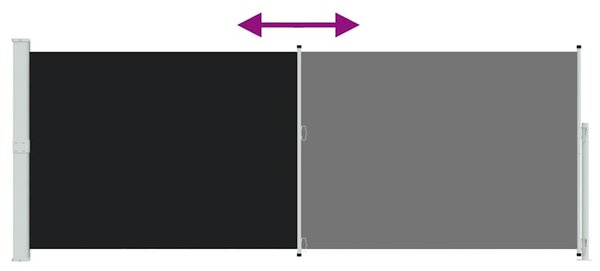 Uvlačiva bočna tenda za terasu 180 x 500 cm crna - Crna / 180 x 500 cm