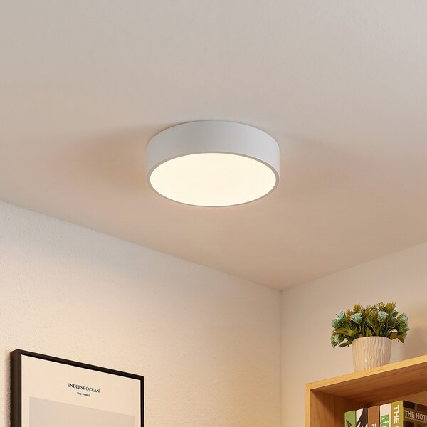 Lindby LED stropna svjetiljka Simera, Ø 30cm, bijela, metal, prigušiva, Bijela, Dnevni boravak/blagovaonica, Plastika