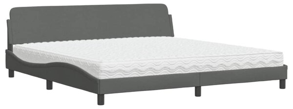 Krevet s madracem Dover tamnosivi 200 x 200 cm od tkanine - Siva / 200 x 200 cm