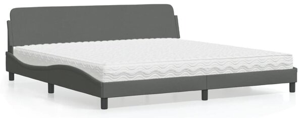 Krevet s madracem Dover tamnosivi 200 x 200 cm od tkanine - Siva / 200 x 200 cm