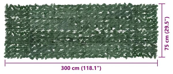 Balkonski zastor s tamnozelenim lišćem 300 x 100 cm - Zelena / 300 x 100 cm