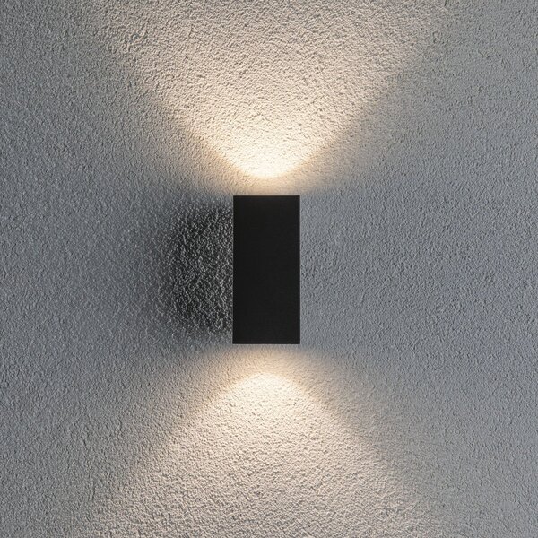 Paulmann Flame vanjska zidna svjetiljka s 2 žarulje 12,8 cm antracit, Crno, Metal, Zidni kvadrat