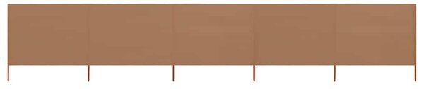 Vjetrobran s 5 panela od tkanine 600 x 80 cm smeđe-sivi - Tupe / 600 x 80 cm