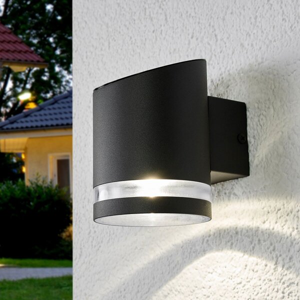 Lindby LED solarna vanjska zidna svjetiljka Melinda, 9 cm, nehrđajući čelik, Sivo, Metal