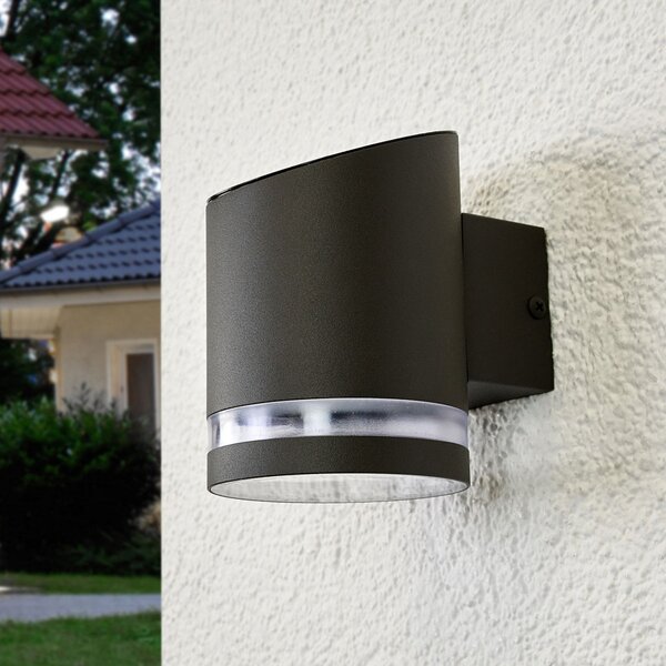 Lindby LED solarna vanjska zidna svjetiljka Melinda, 9 cm, nehrđajući čelik, Sivo, Metal
