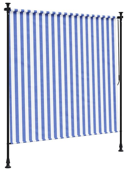 Vanjska roleta plavo-bijela 150 x 270 cm od tkanine i čelika - Plava / 150 x 270 cm