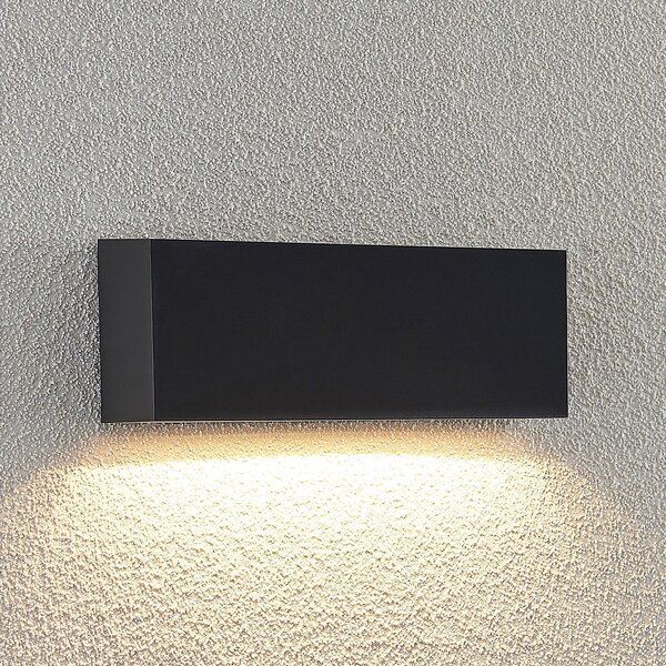 Lindby LED vanjska zidna svjetiljka Jarte, 24 cm, donja, siva, IP65, Crno, Plastika, Zidna utičnica ispod